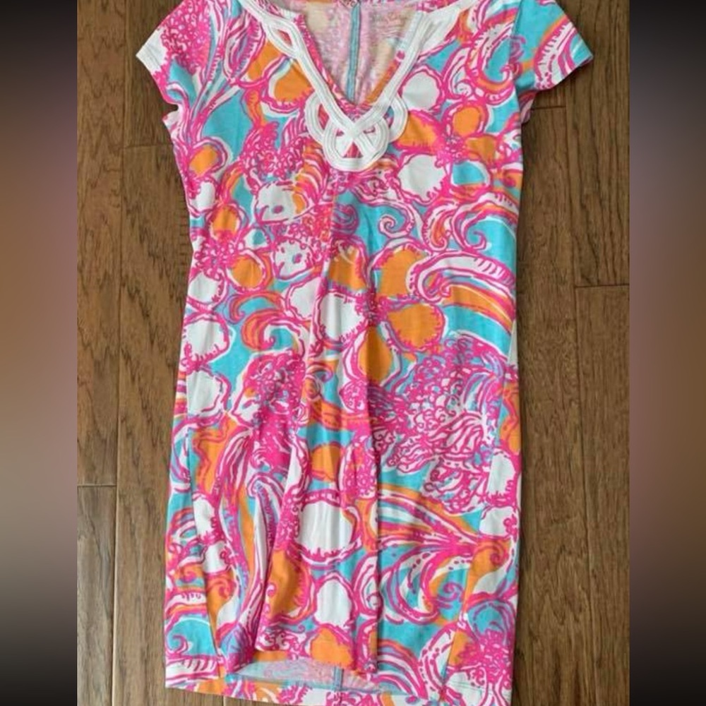Lilly Pulitzer Dress Pink Floral Brewster “Feeling Tanked” Size Small